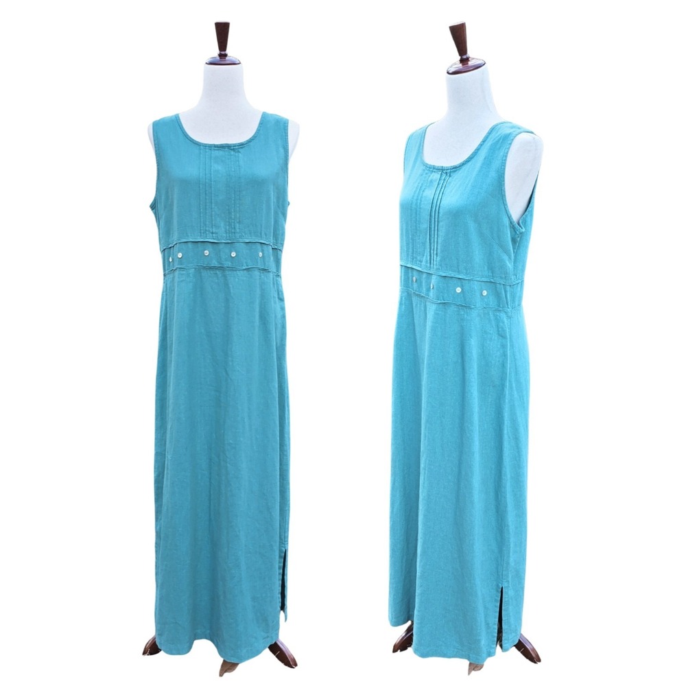 Country Wear Casuals Linen Maxi Dress Lagenlook Neutral Natural Granola Girl MED